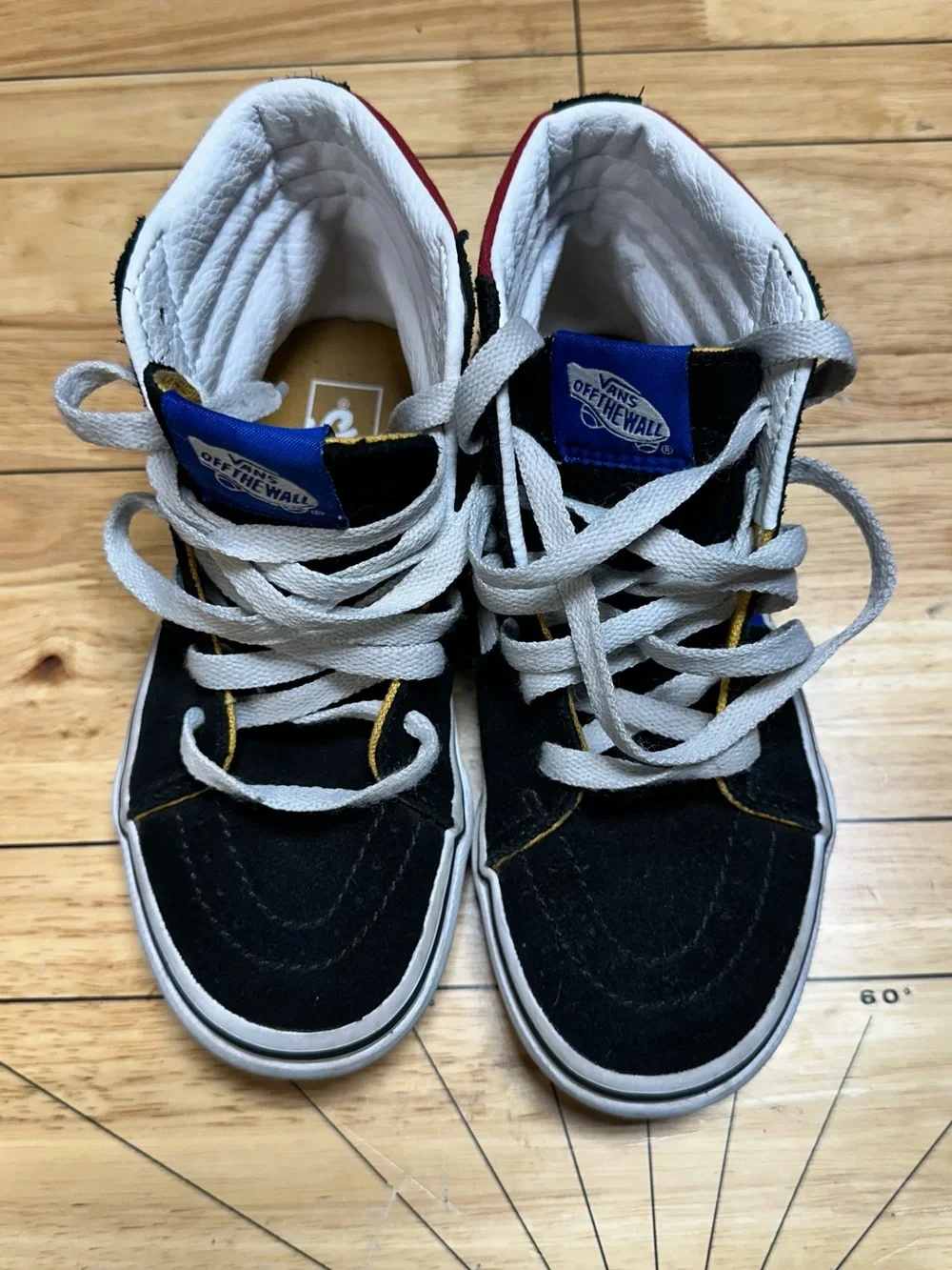 Vans Kids Size 1.5 High-Top Sneakers in Black, Blue, Red